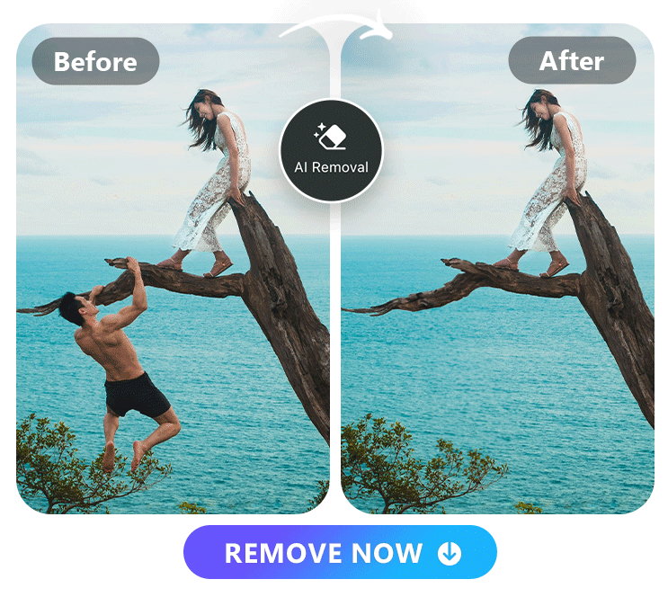 an original couple photo and the guy removed photo edited by PhotoDirector